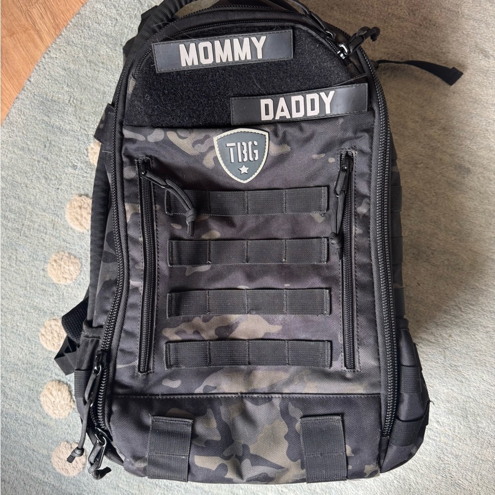 Tactical Baby Gear Day Pack Diaper Bag in black camo